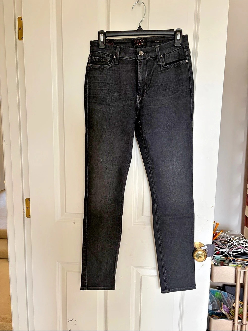 JEN7 by 7 For All Mankind Skinny Jeans Size 2 Charcoal Black Stretch NWT